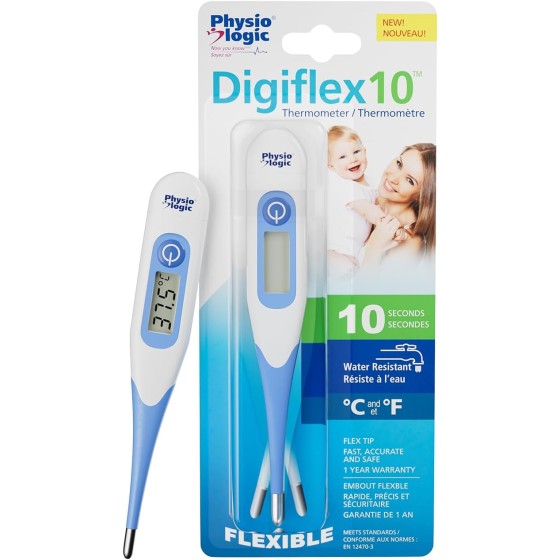 BusBarProtection  Digiflex 10 Digital Thermometer with Ten Second Results, Clinically Proven Accuracy in Less Than Ten Seconds, Fahrenheit or Celsius, Flexible Tip for Added Comfort and Safety