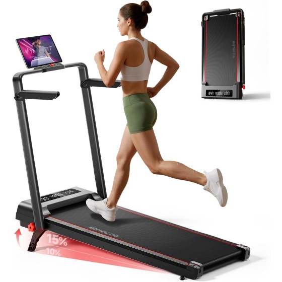 BusBarProtection Treadmill with Incline, Walking Pad with Handle Bar,300lbs Walking Pad with APP, Portable Folding Walking Treadmills for Home/Office with Low Noise